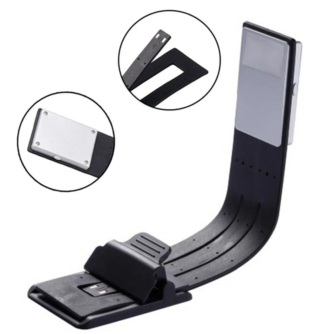 LED Kindle light in black, USB rechargeable flexible clip book lamp for e-readers
