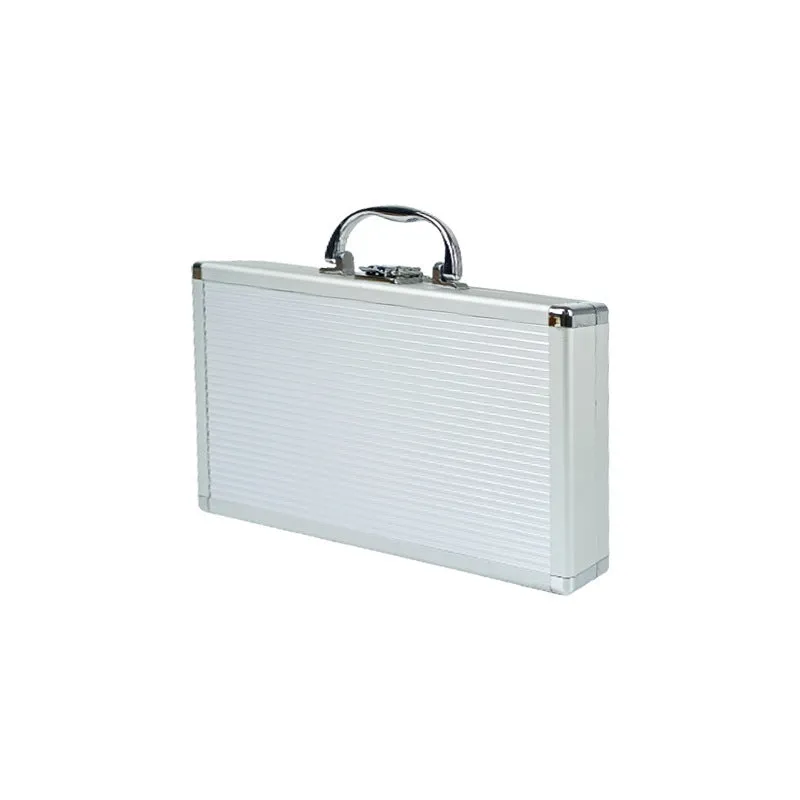 Silver aluminium alloy toolbox with lockable lid, 40x25x15cm