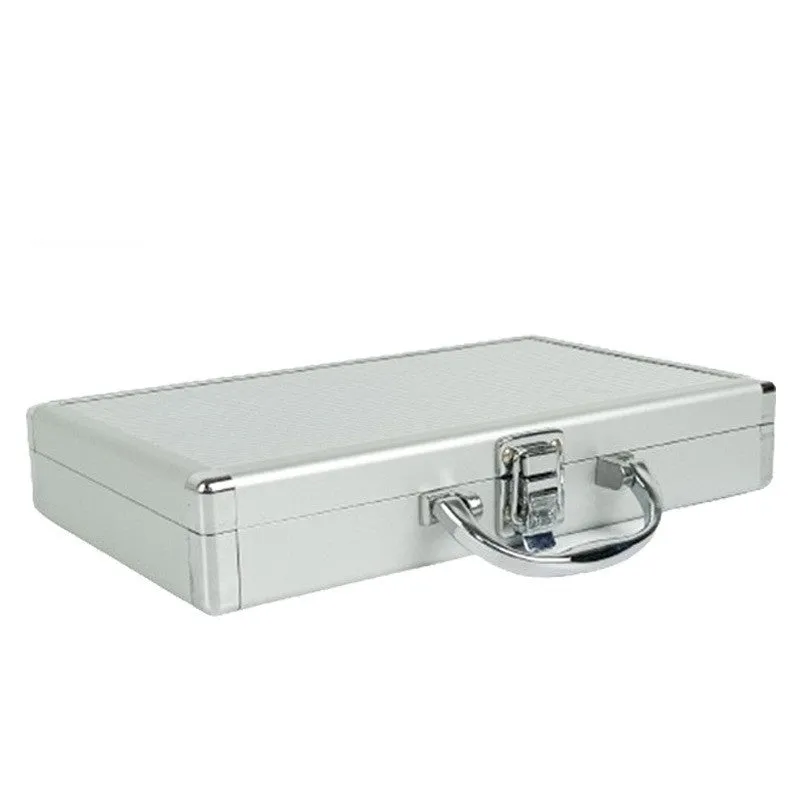 Silver aluminium alloy toolbox with lockable lid, 40x25x15cm