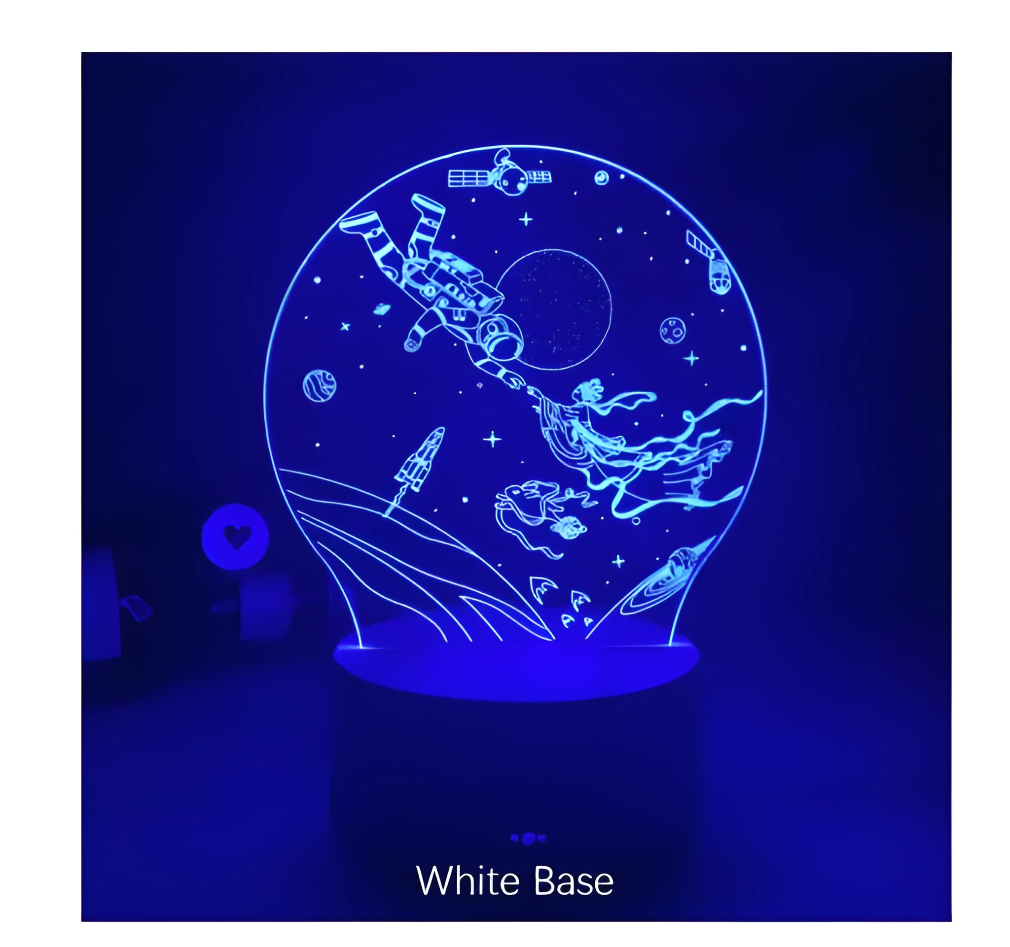 Colorful touch 3D night light with USB cable, seven colour modes, black base