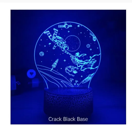 Colorful touch 3D night light with USB cable, seven colour modes, black base