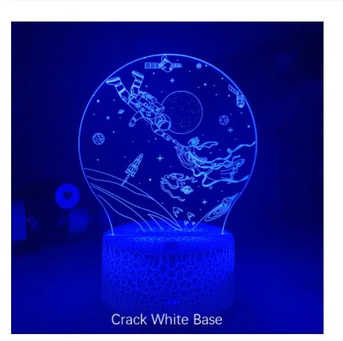 Colorful touch 3D night light with USB cable, seven colour modes, black base