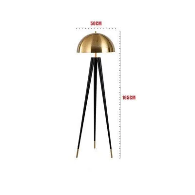 Post-modern tripod desk lamp with iron shade and plated finish