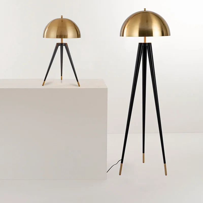 Post-modern tripod desk lamp with iron shade and plated finish