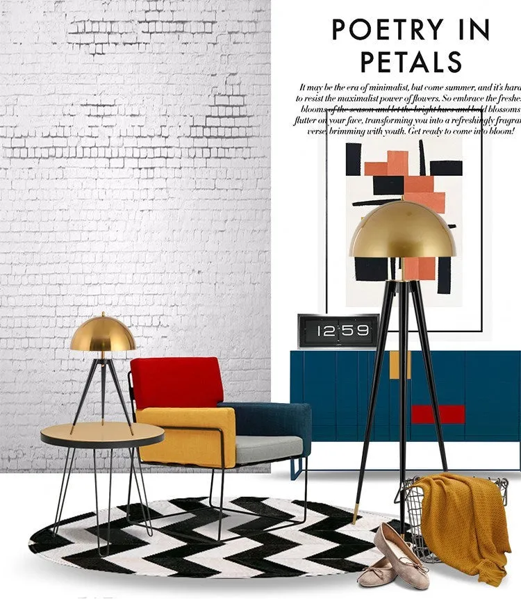 Post-modern tripod desk lamp with iron shade and plated finish