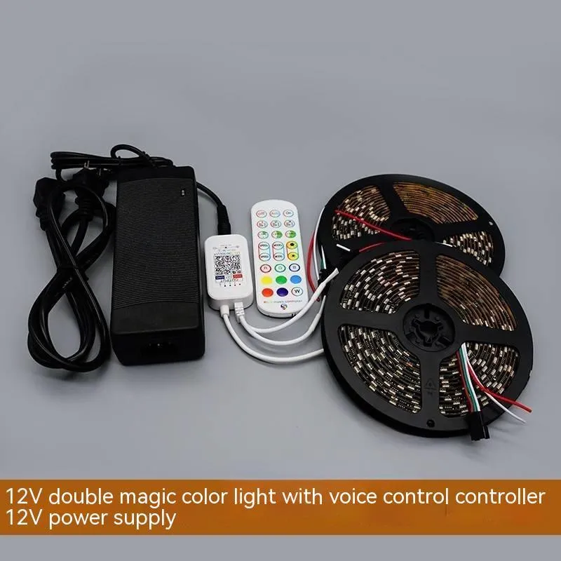 Programmable LED light strip with voice control and rhythm sync, FPCB black soft board, epoxy IP65 waterproof, 12V DC