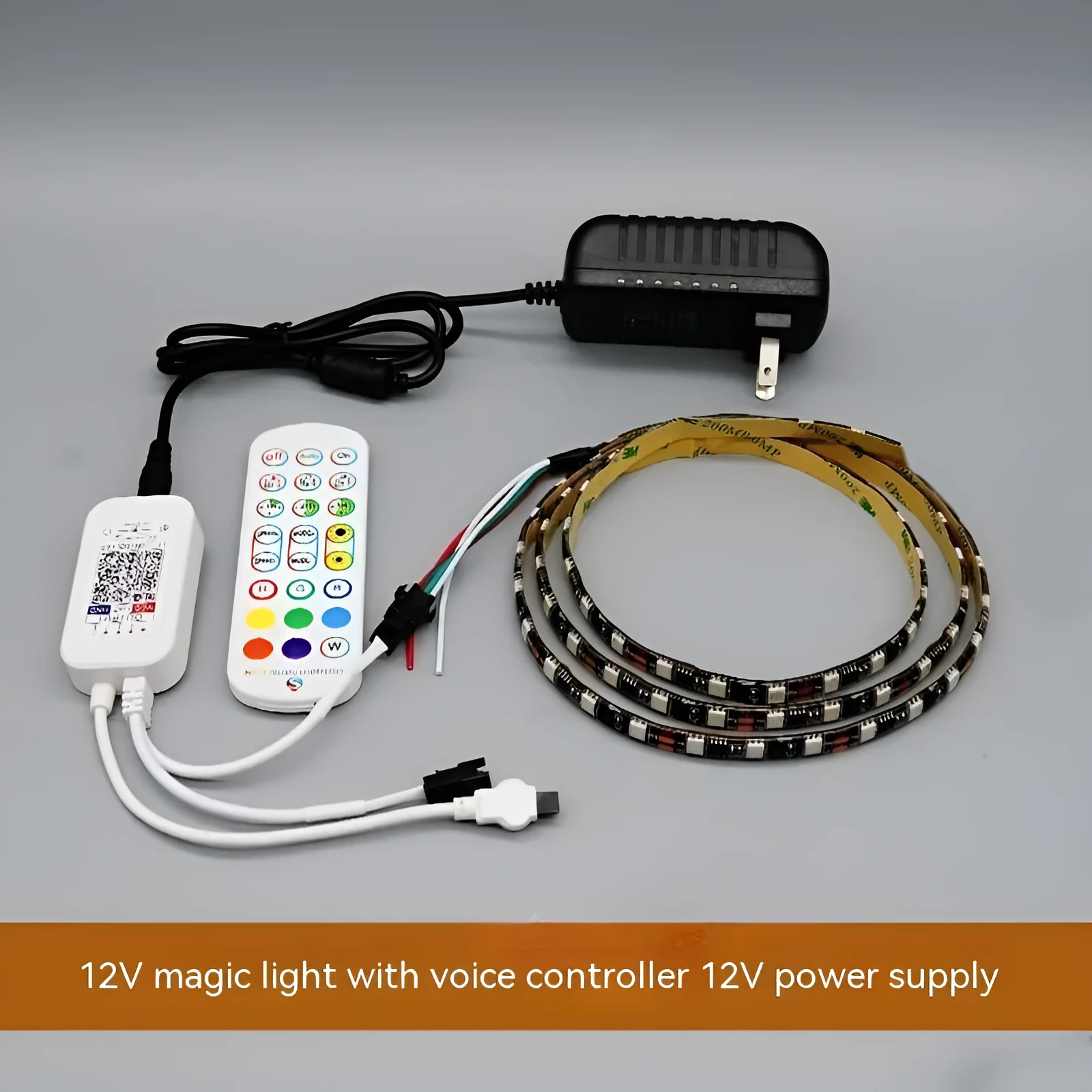 Programmable LED light strip with voice control and rhythm sync, FPCB black soft board, epoxy IP65 waterproof, 12V DC