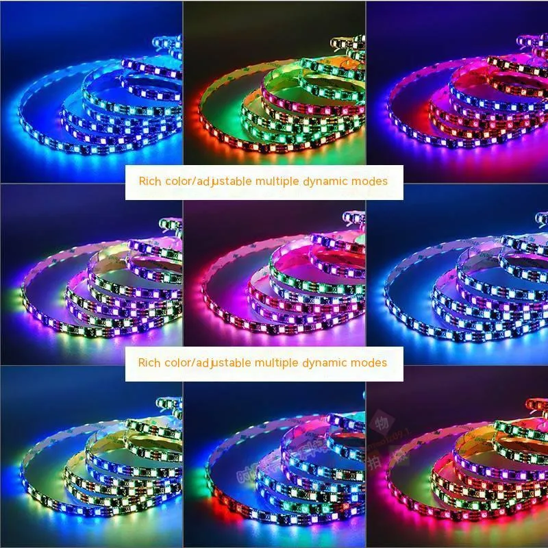 Programmable LED light strip with voice control and rhythm sync, FPCB black soft board, epoxy IP65 waterproof, 12V DC
