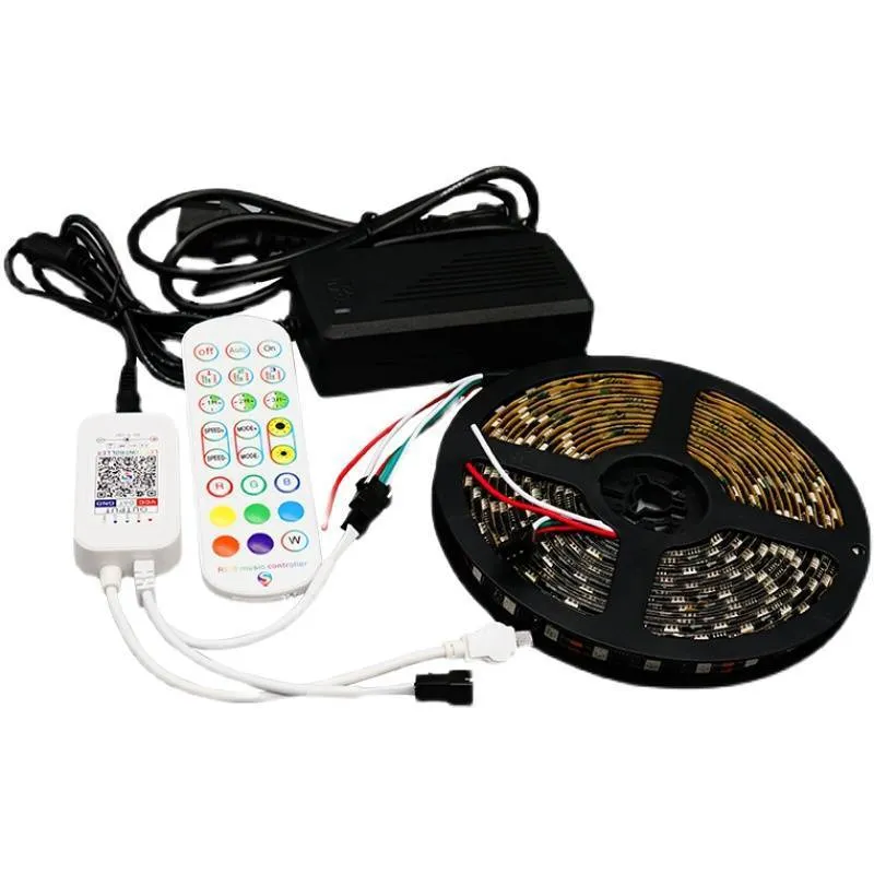 Programmable LED light strip with voice control and rhythm sync, FPCB black soft board, epoxy IP65 waterproof, 12V DC