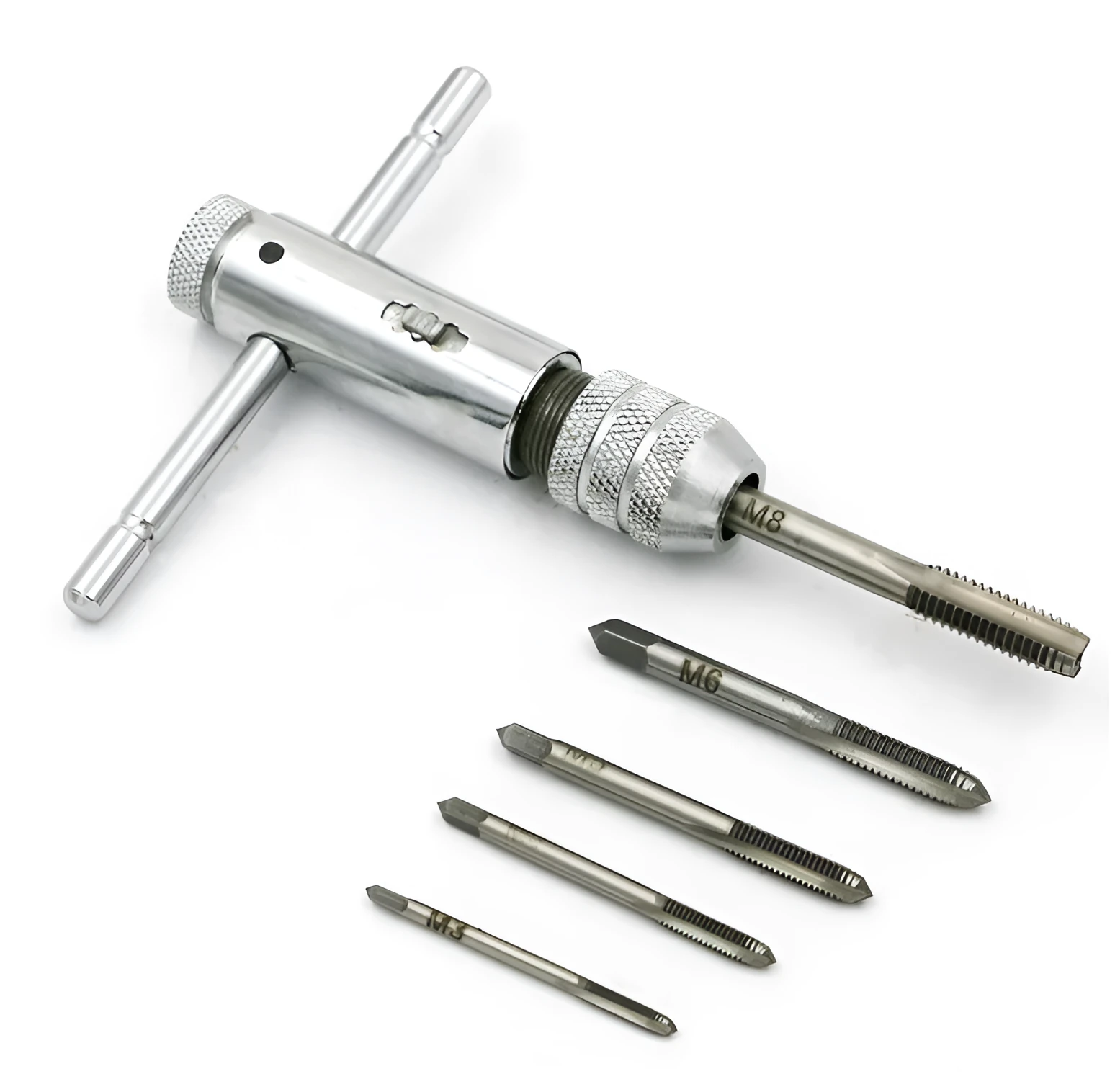 M3-M8 adjustable ratchet hand tap wrench set two pieces tool steel metric threading tool