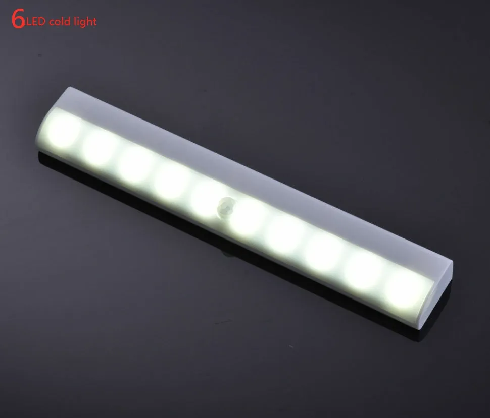 Aluminium magnetic LED closet light strip with motion sensor, shown in cold white and warm white.