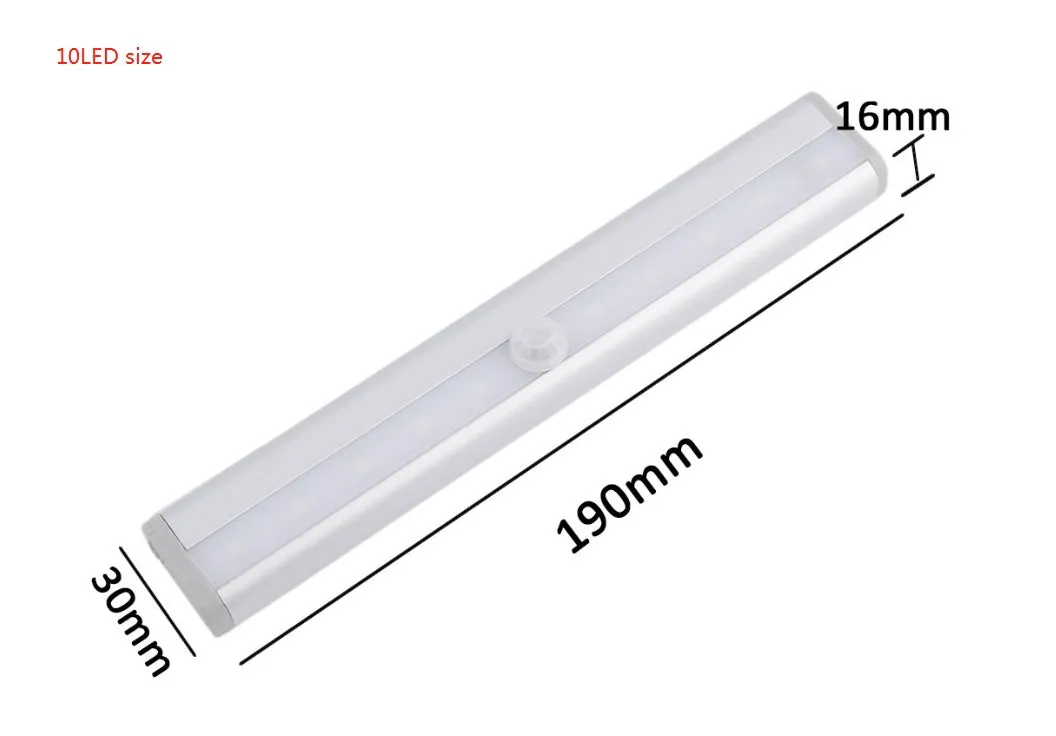 Aluminium magnetic LED closet light strip with motion sensor, shown in cold white and warm white.
