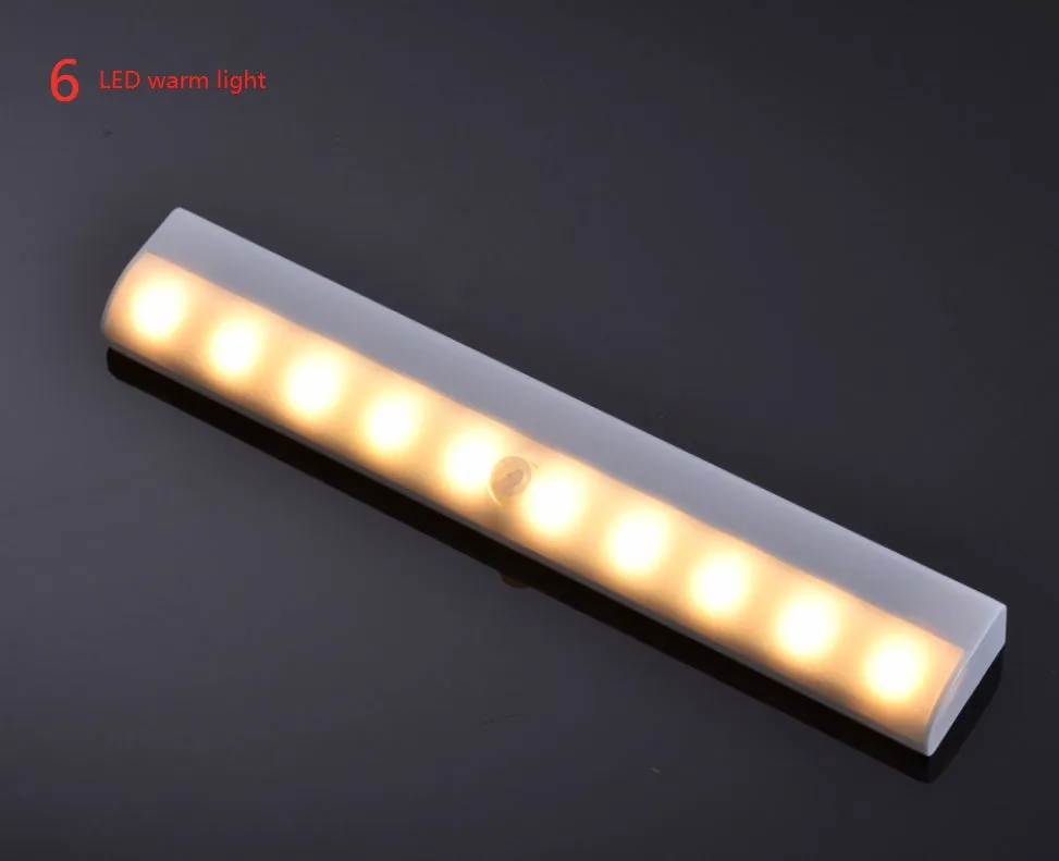 Aluminium magnetic LED closet light strip with motion sensor, shown in cold white and warm white.