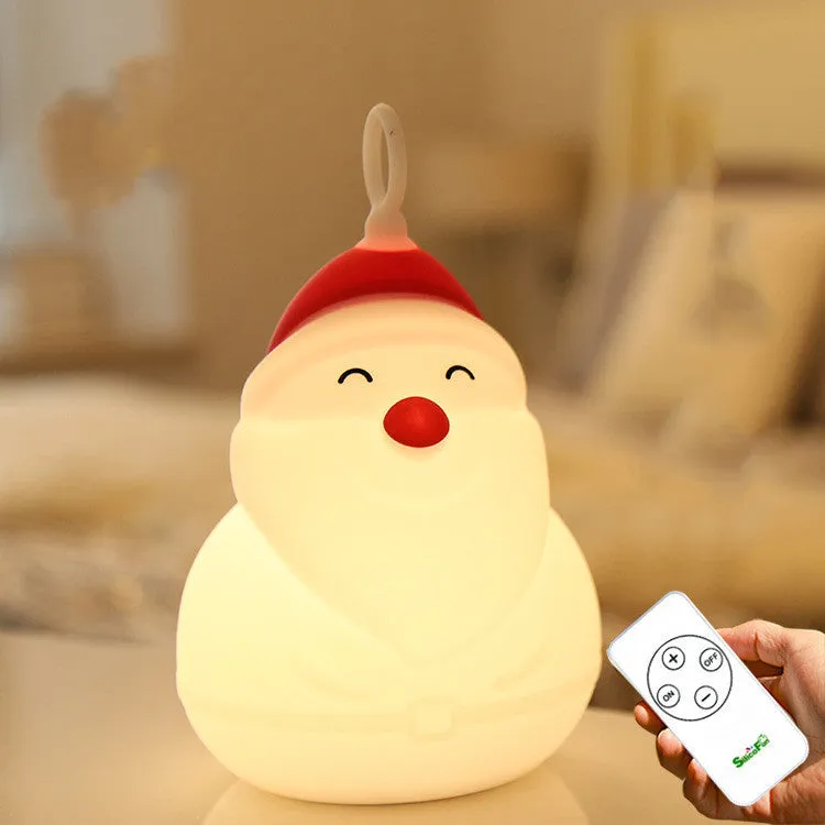 LED table lamp with silicone shade, clapper and touch switch, USB charging port, 124.2 x 159.8 mm, white lampshade on wooden surface
