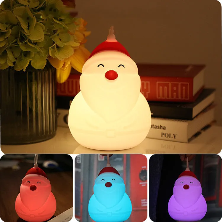 LED table lamp with silicone shade, clapper and touch switch, USB charging port, 124.2 x 159.8 mm, white lampshade on wooden surface