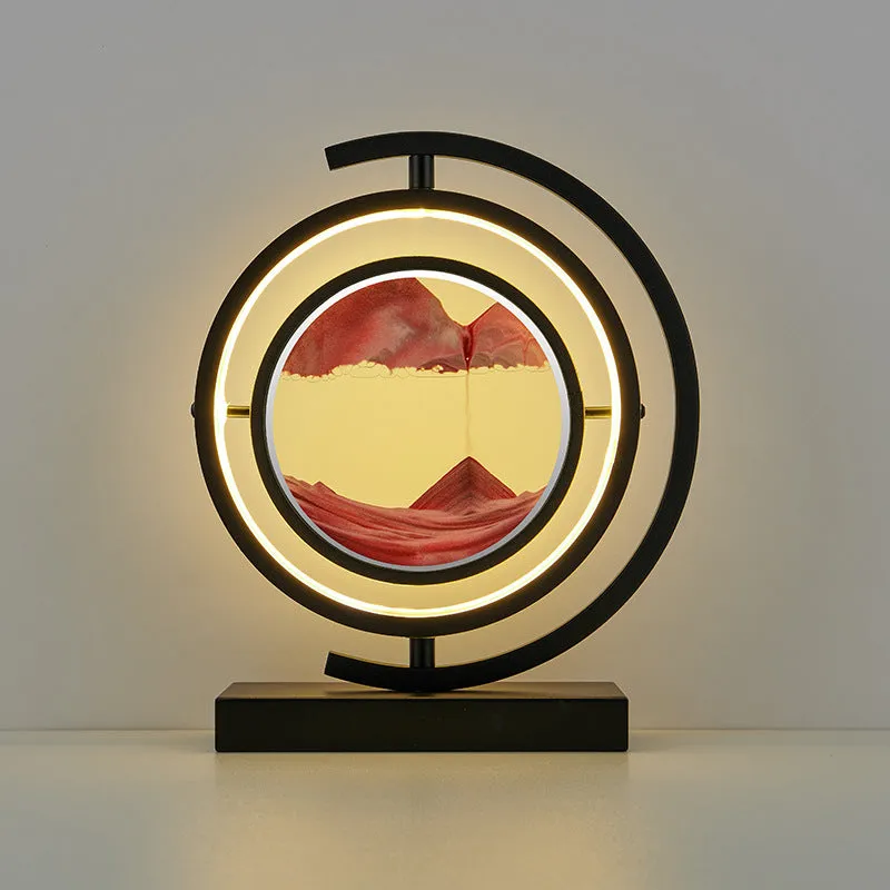 Hourglass quicksand painting desk lamp with iron body and aluminium holder, remote control, and UK plug