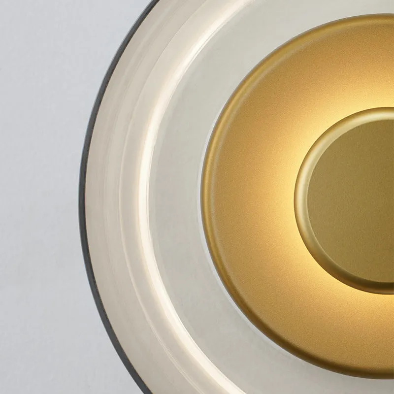 Scandinavian glass wall lamp with petal-shaped shade in gold and transparent glass, 230mm