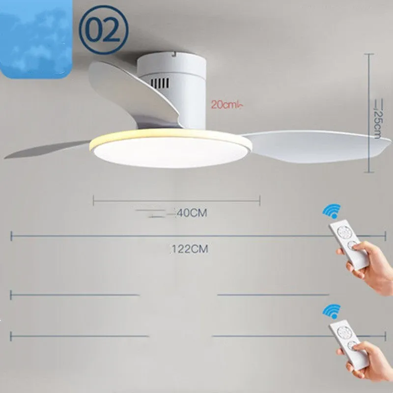 Ultra-thin ceiling fan light with remote control, 42 inch rubber blades in white