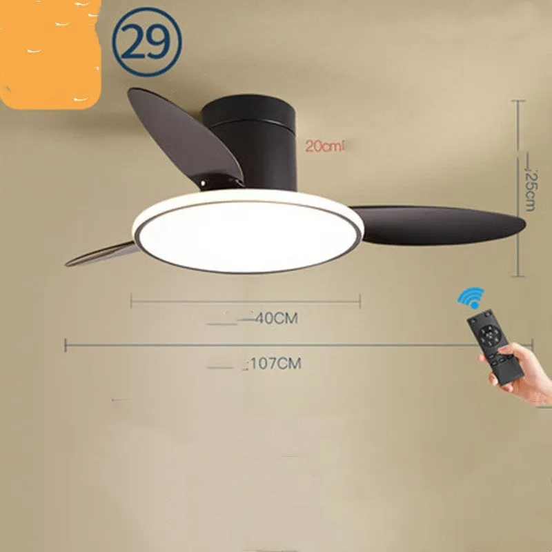 Ultra-thin ceiling fan light with remote control, 42 inch rubber blades in white