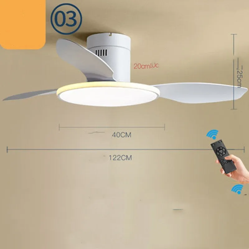 Ultra-thin ceiling fan light with remote control, 42 inch rubber blades in white