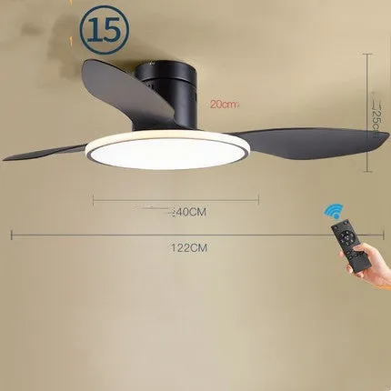 Ultra-thin ceiling fan light with remote control, 42 inch rubber blades in white
