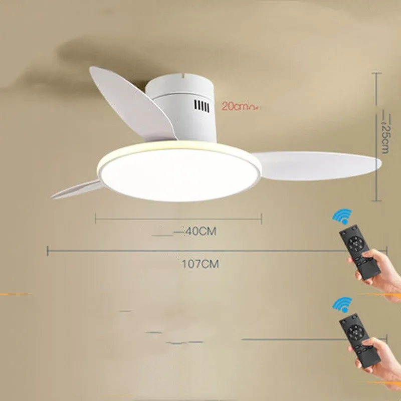 Ultra-thin ceiling fan light with remote control, 42 inch rubber blades in white
