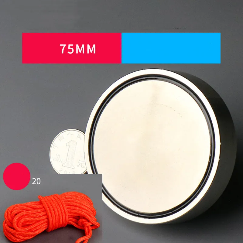 Round 60mm neodymium iron boron magnet salvage device with rope for iron retrieval
