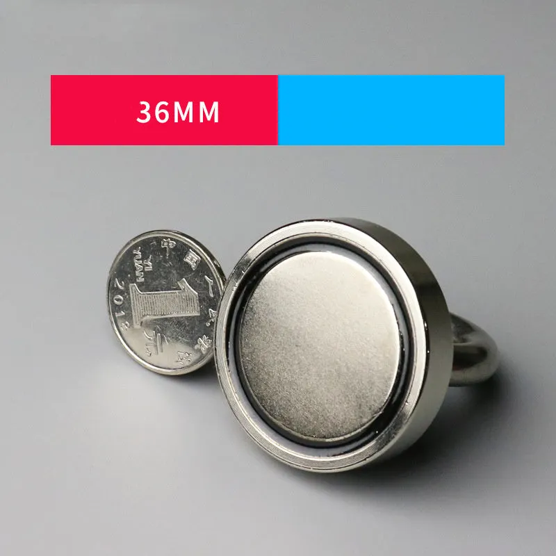 Round 60mm neodymium iron boron magnet salvage device with rope for iron retrieval