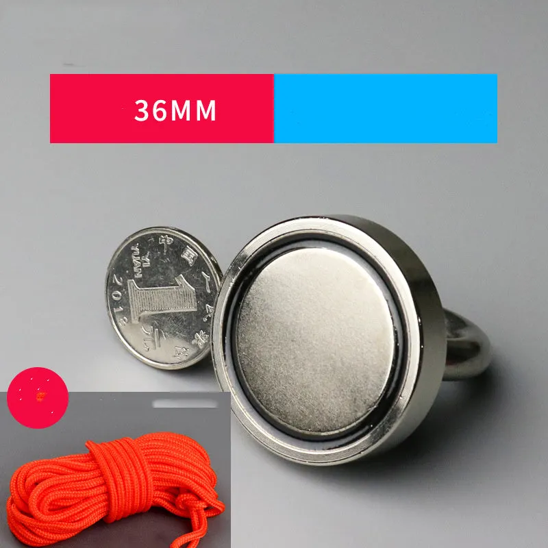 Round 60mm neodymium iron boron magnet salvage device with rope for iron retrieval