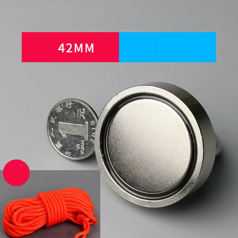Round 60mm neodymium iron boron magnet salvage device with rope for iron retrieval