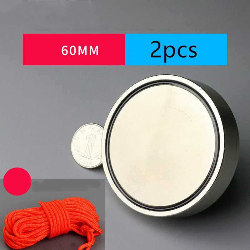 Round 60mm neodymium iron boron magnet salvage device with rope for iron retrieval