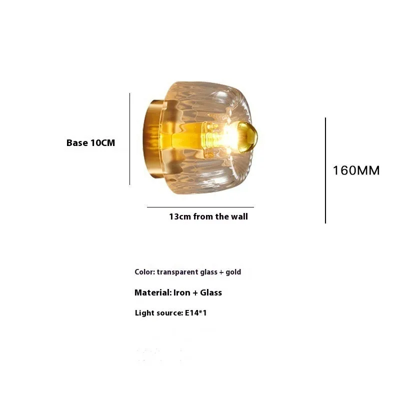 French ceiling light in transparent gold finish for bedroom or balcony 220V