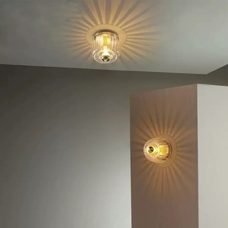 French ceiling light in transparent gold finish for bedroom or balcony 220V