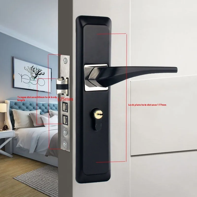 Indoor split magnetic door lock handle for timber doors in aluminum alloy construction