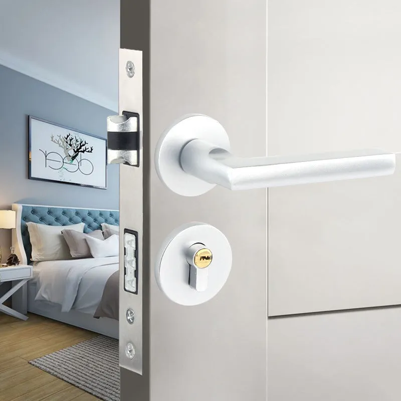 Indoor split magnetic door lock handle for timber doors in aluminum alloy construction