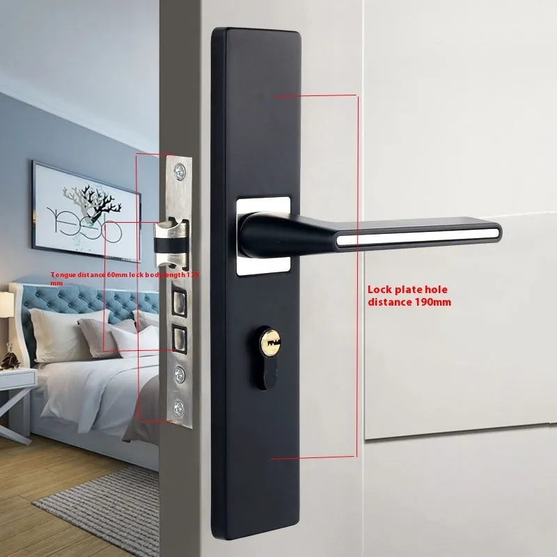 Indoor split magnetic door lock handle for timber doors in aluminum alloy construction