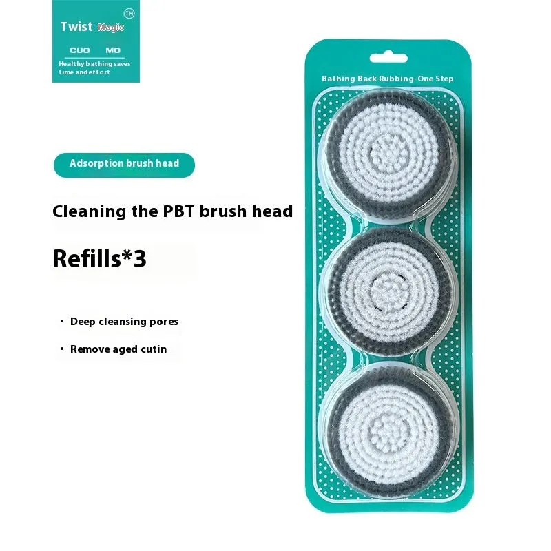Gray electric bath rubbing machine wall-mounted with three nylon brush heads and washboard