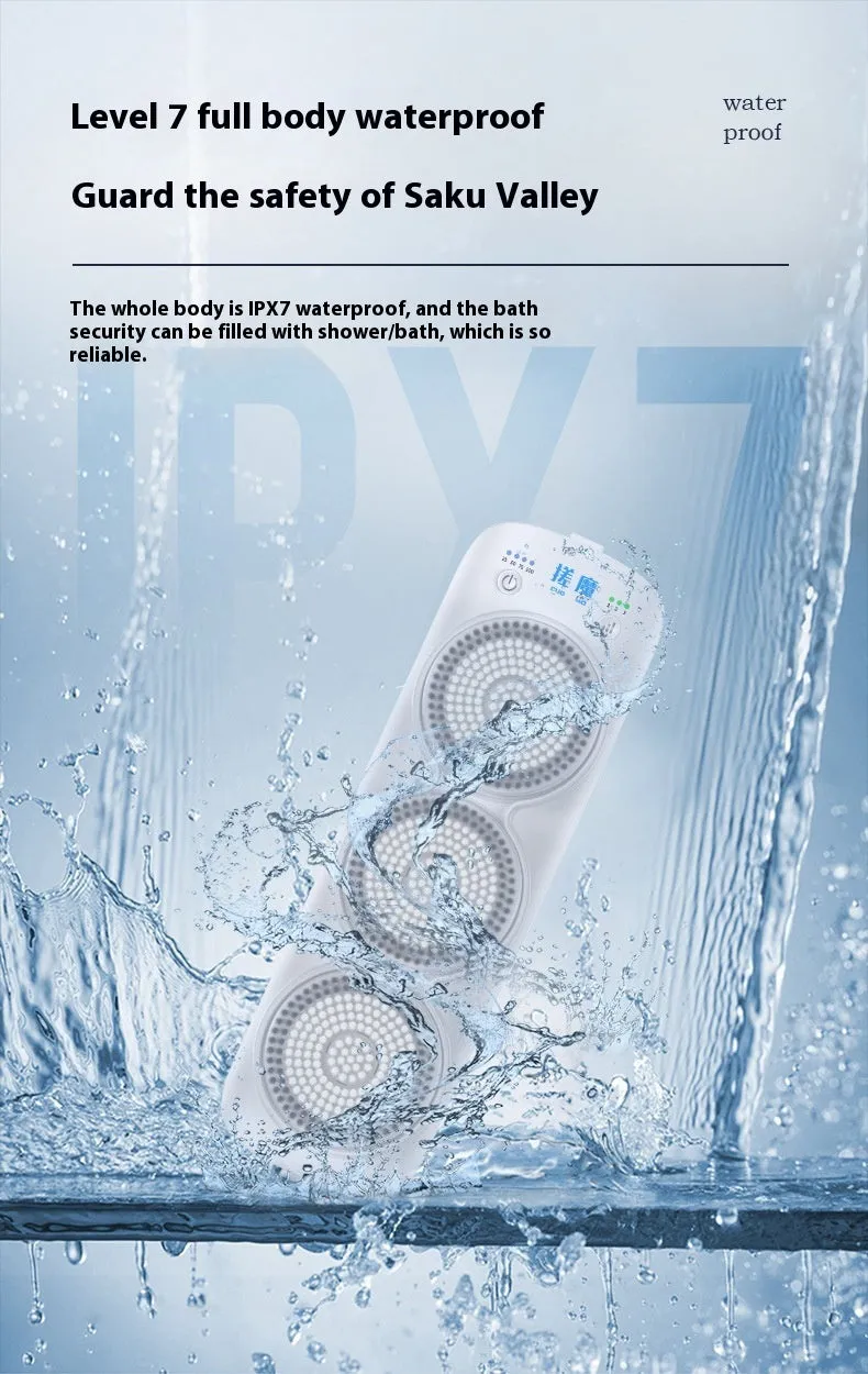 Gray electric bath rubbing machine wall-mounted with three nylon brush heads and washboard