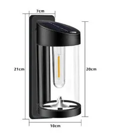 Solar portable outdoor courtyard decorative lamp with aluminium shell, warm white light, and IP44 rating on a garden wall