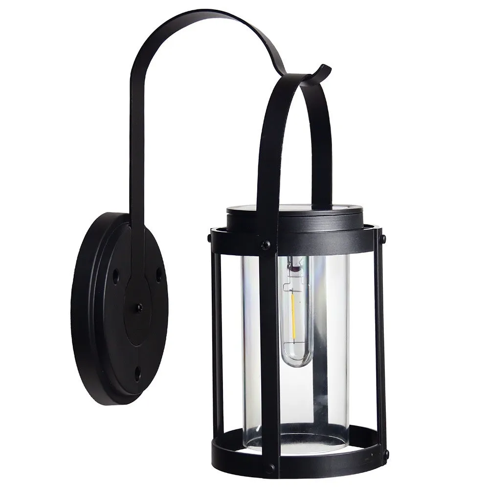 Solar portable outdoor courtyard decorative lamp with aluminium shell, warm white light, and IP44 rating on a garden wall