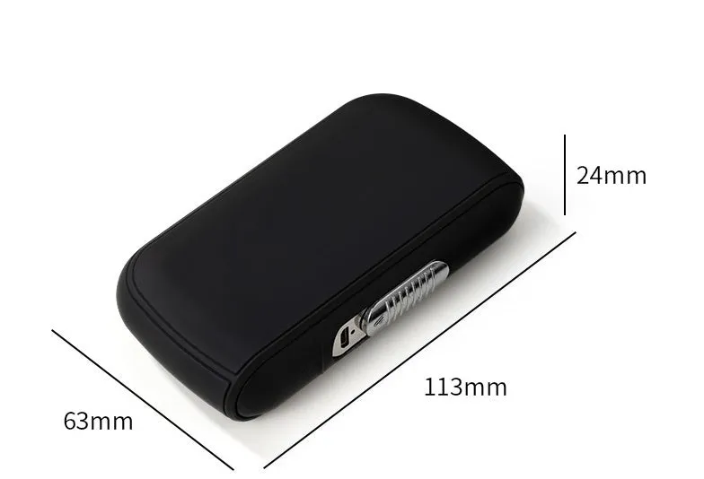 Cigarette case charging lighter in plastic with USB rechargeable, black colour, thick design
