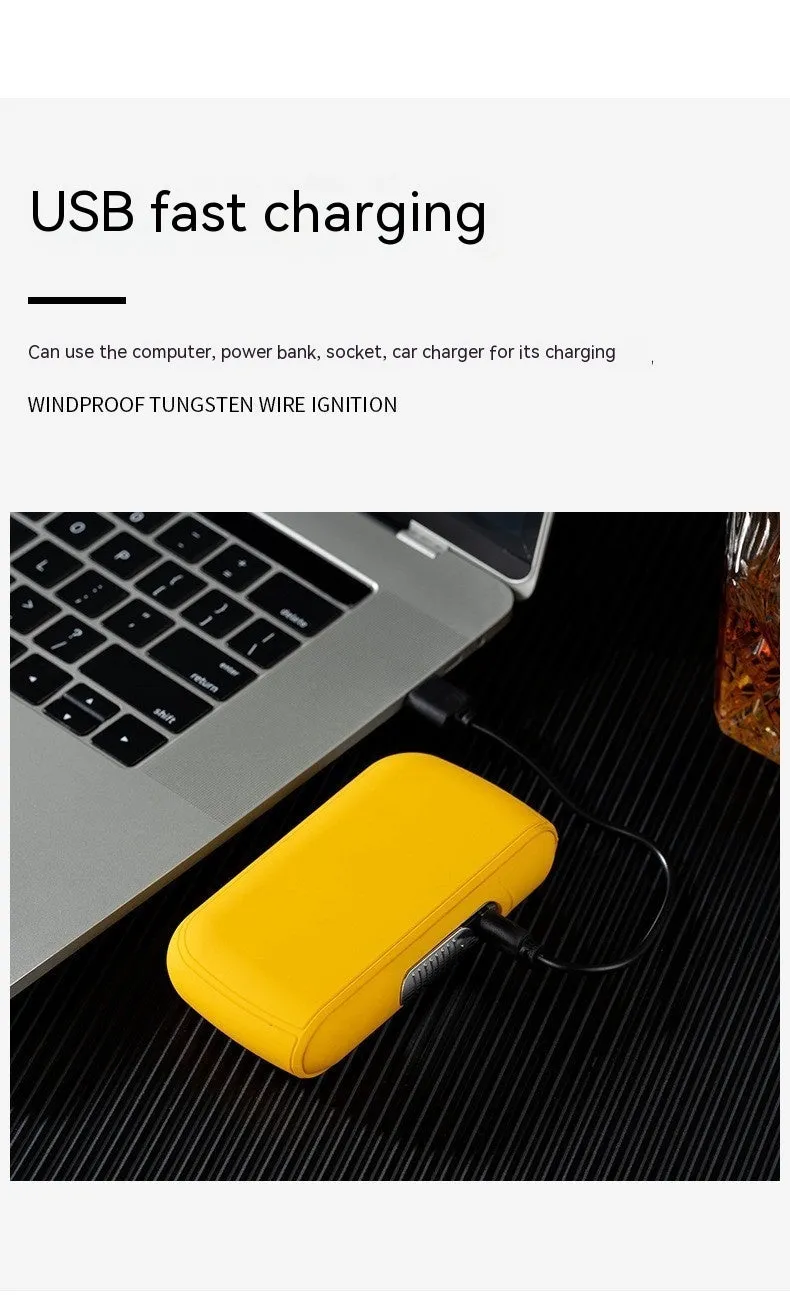 Cigarette case charging lighter in plastic with USB rechargeable, black colour, thick design