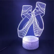 Ballet dancing shoes design 3D LED night light with remote control on acrylic panel