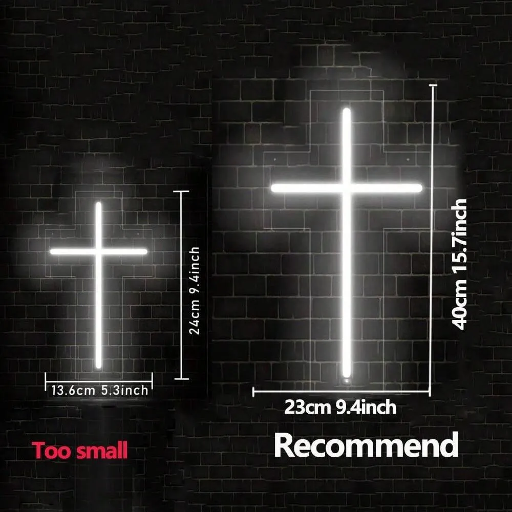Neon cross glowing ambience light USB 5V powered modern simplicity word style 23cm or 40cm variants