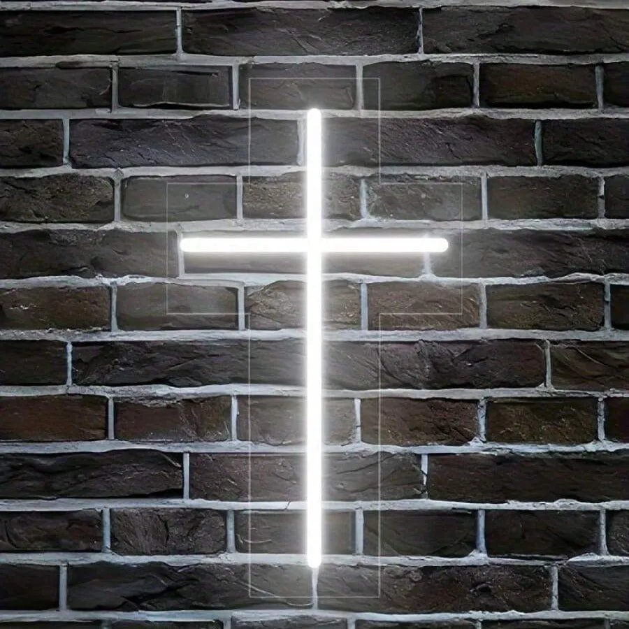 Neon cross glowing ambience light USB 5V powered modern simplicity word style 23cm or 40cm variants