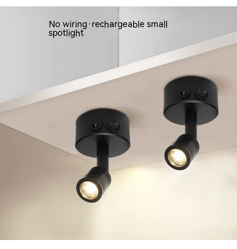 Black rechargeable LED exhibition spotlight with aluminium base and adjustable colour temperature options