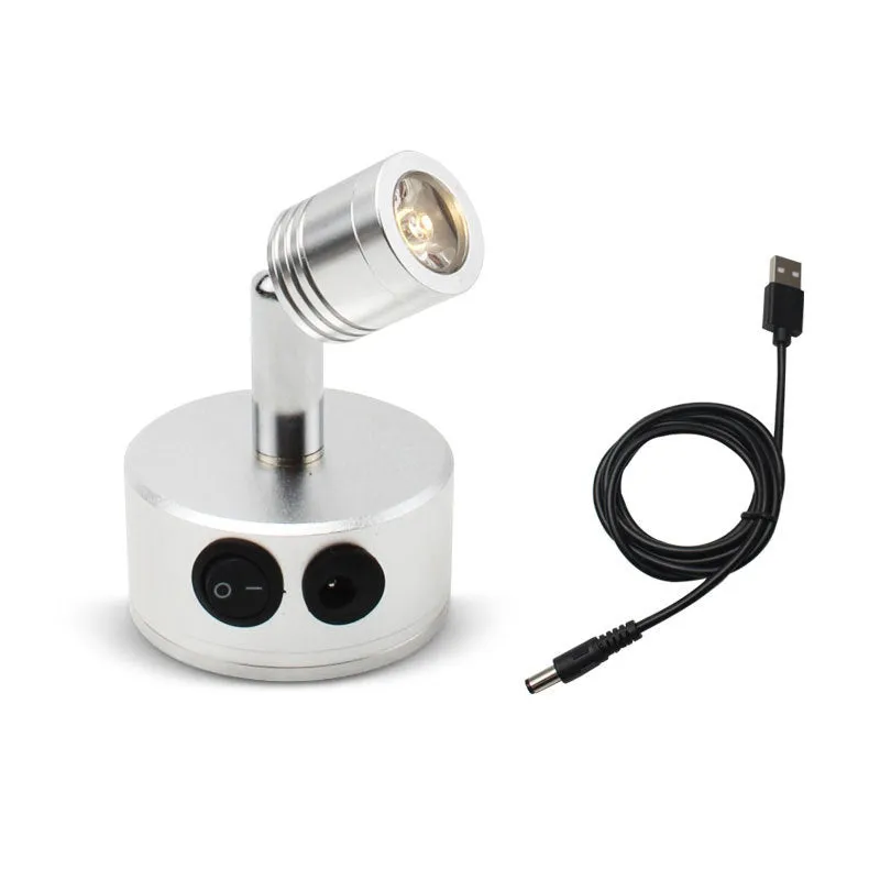 Black rechargeable LED exhibition spotlight with aluminium base and adjustable colour temperature options