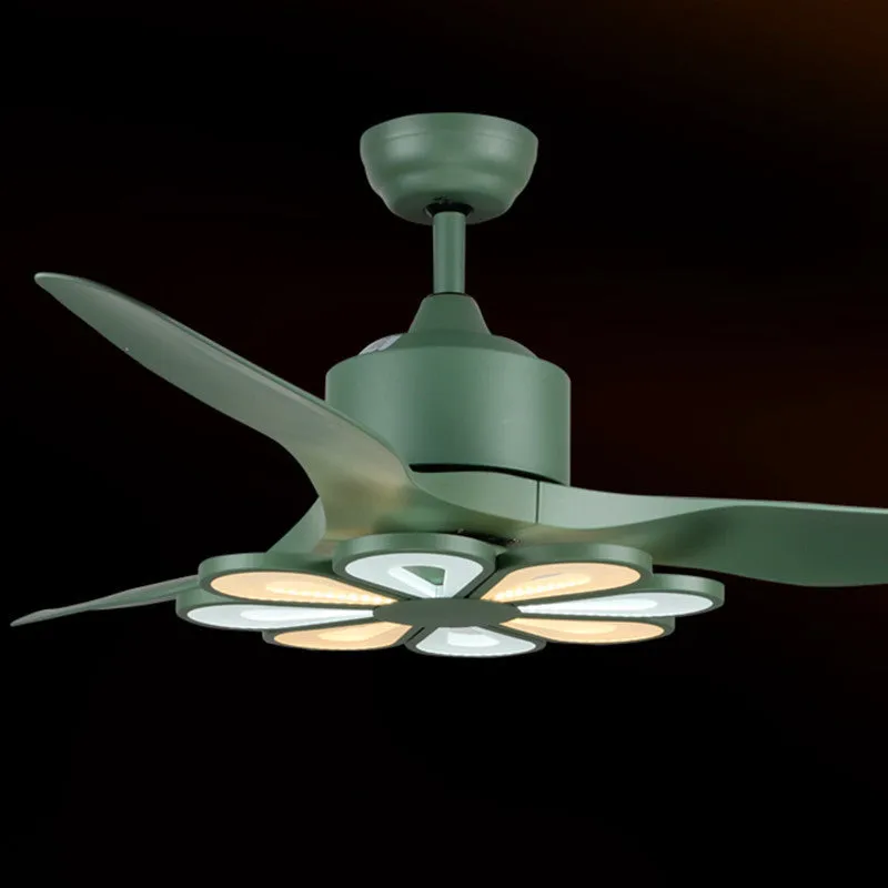 Nordic modern ceiling fan light 52 inch with LED remote control black finish
