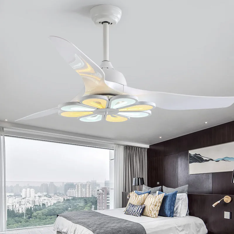 Nordic modern ceiling fan light 52 inch with LED remote control black finish