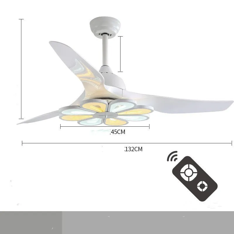 Nordic modern ceiling fan light 52 inch with LED remote control black finish